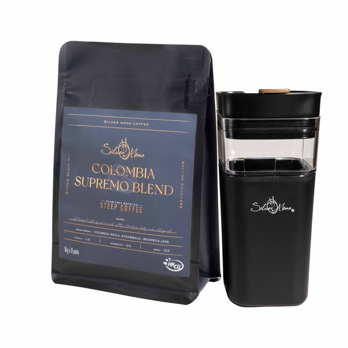 Silver Mona - Colombia Supremo Blend Steep Coffee + Outdoor travel cup