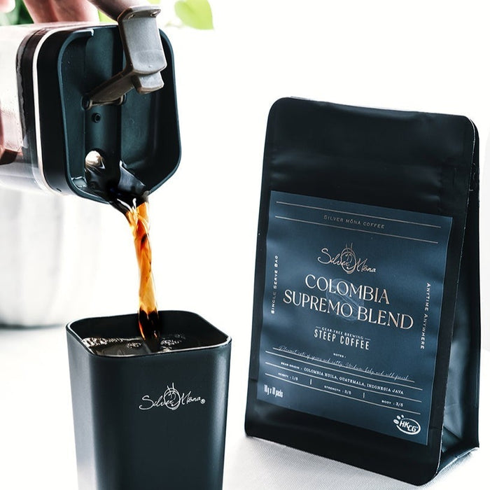 Silver Mona - Steep Coffee 特級哥倫比亞拼配浸泡式咖啡+Kafe In the Box 戶外隨行咖啡杯套裝